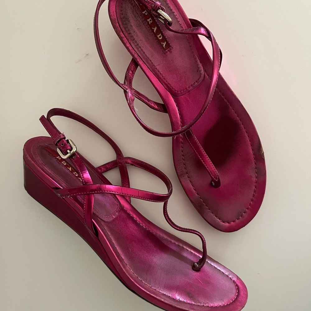Prada Women's Fuchsia Strappy Sandals